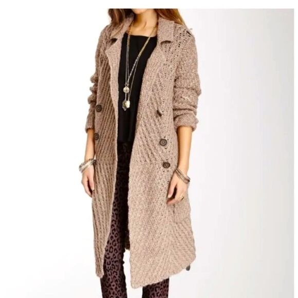 Free People Buttermilk biscuit wool alpaca duster sweater - Picture 1 of 10